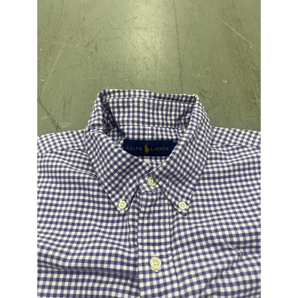 Polo Ralph Lauren Shirt Mens L White Purple Gingham Pony Embroidered Button-Down - Picture 5 of 11